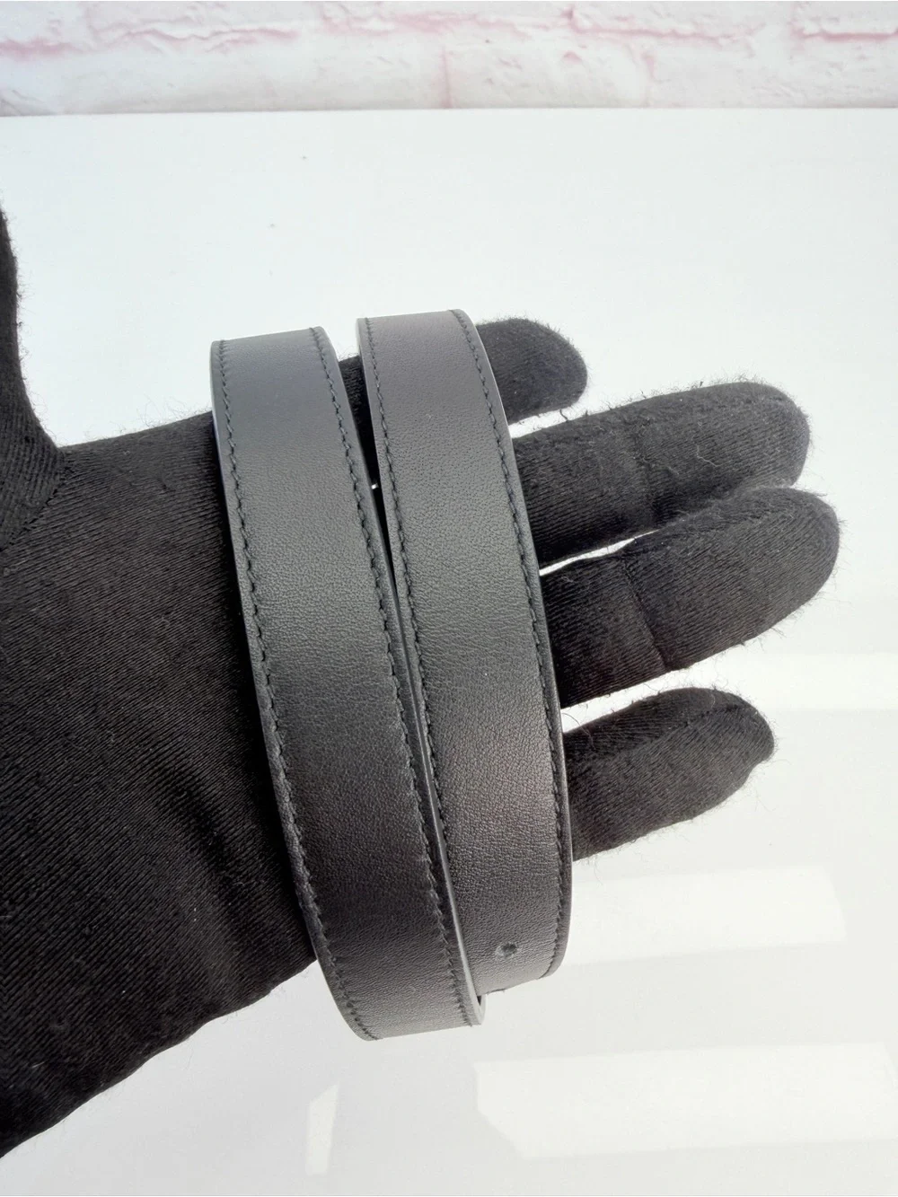 Gucci Gg Marmont Slim Black Leather Double G Belt Gold Buckle 409417 85/34